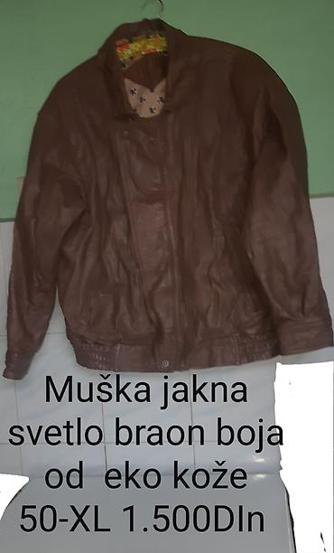 brugi jakna m: Muška jakna od eko kože u svetlo braon boji.Polovna očuvanakap nova — 3