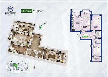 Продажа квартир: 3 комнаты, 90 м², бульвар Эркиндик Элитка, 10 этаж, ПСО (под самоотделку) — 4