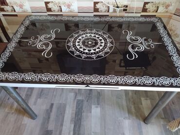 Столы: Кухонный стол, Б/у, Раскладной, Стекло, Прямоугольный стол