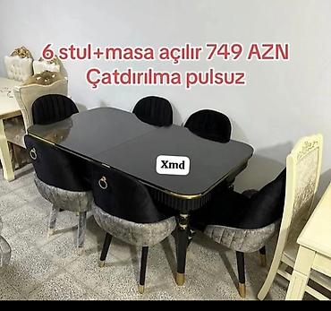 madeyra masa: Mətbəx üçün, Yeni, Açılan, 6 stul — 1