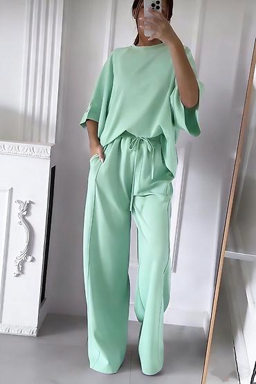 Kompleti: 💫Topkomplet – široke pantalone i oversize majica kratkih rukava ✅3200 — 7