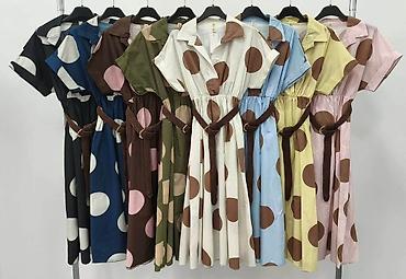 Haljine: Haljina košulja sa krupnim tufnama - Kroj: ležeran A-kroj, midi — 9