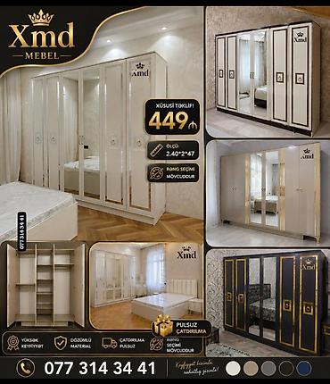qarderob modelleri: Xmd Mebel – qapalı dolablar - Model: çoxqapılı, güzgülü yataq otağı — 1