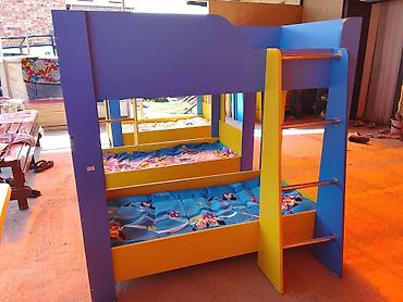 bunk bed: Двухъярусная детская кровать, Новый, ЛДСП, цвет - Синий — 4