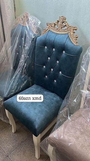 Klassik dizaynlı yumşaq oturacaqlı stul - Parça: məxməri toxumalı lalafo.az -da Klassik dizaynlı yumşaq oturacaqlı stul - Parça: məxməri toxumalı