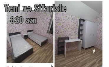 Dolablar: Oğlan və qız üçün, Yeni, 2 təknəfərlik çarpayı, Yazı masası, Dolab, 2 tumba