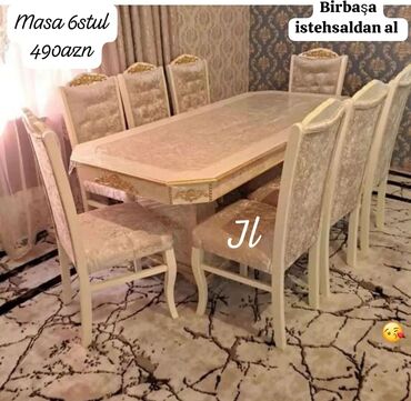 hesir stol: Для кухни, Для гостиной, Новый, Нераскладной, Прямоугольный стол, 6 стульев