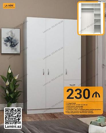 Mebel: 3 qapılı dolab – Kod: 1113 - Ölçülər: D 47 × H 200 × E 120 sm - — 1