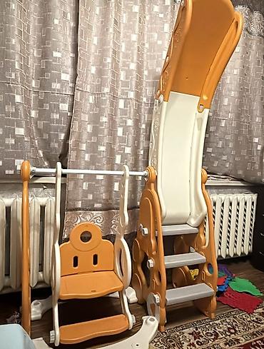 Игровые комплексы: Детский игровой комплекс для дома: горка + качели - Компактный 3-в-1 — 1