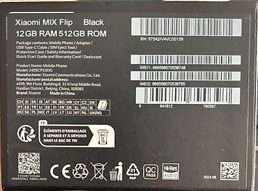 xiaomi flip: Xiaomi Mix Flip, 512 GB, rəng - Qara, 
 İki sim kartlı — 3