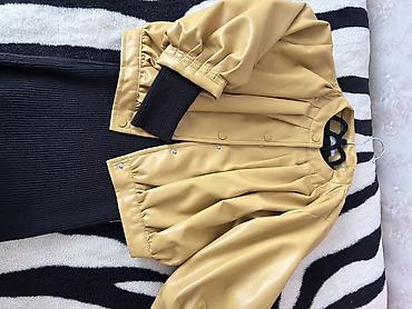 bahar qızı geyimi: Qız uşağı üçün qısa dəri görünümlü jaket - Rəng: açıq karamel/bej - — 2