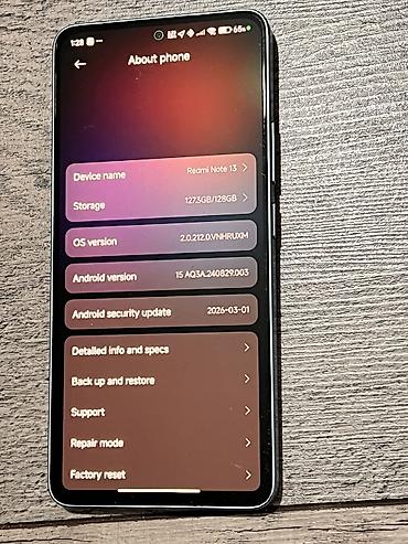 note 2: Redmi, Redmi Note 13, Б/у, 128 ГБ, цвет - Голубой, 2 SIM — 3