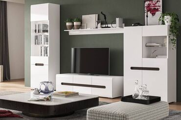 Другая мебель: Гарнитур для зала, Шкаф, Тумба под ТВ, цвет - Белый, В рассрочку, Новый