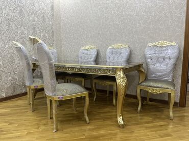 кухонный гарнитур бу: Qonaq otağı üçün, Yeni, Açılan, Dördbucaq masa, 6 stul