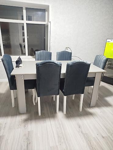 Qonaq otağı üçün, Yeni, Açılmayan, Dördbucaq masa, 6 stul