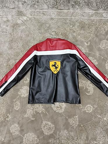 rich team: Мужская кожаная куртка в гоночном стиле Ferrari. XXL экокожа Есть — 2