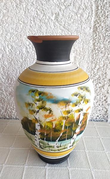Stare vaze i dekor: Terakota Ručno Oslikana Veća Vazna 80s - 26 cm * Sniženo Stanje — 3