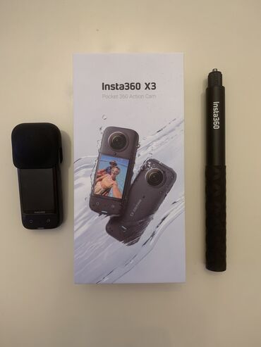Videokameralar: Insta 360 x3 satilir yenidir.Selfie cubugukamera qoruyucusu, 256GB