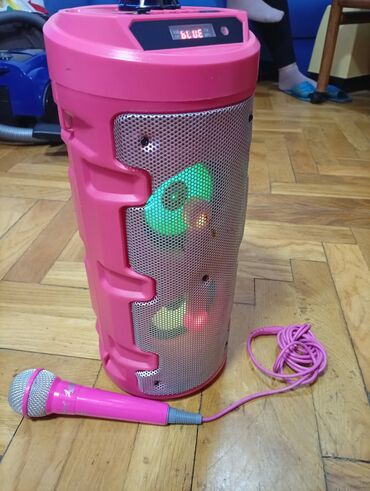 Zvučnici i stereo sistemi: Bluetooth karaoke zvučnik sa mikrofonom – roze - Prenosni cilindrični — 7