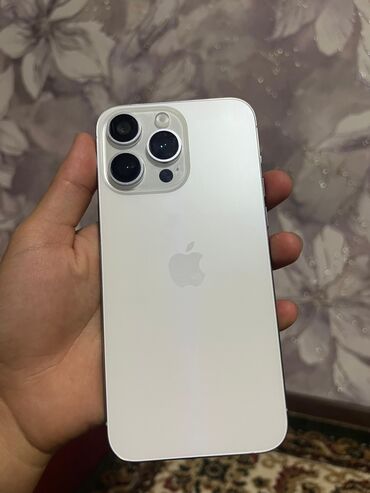 Apple iPhone: IPhone 15 Pro Max, Б/у, 1 ТБ, White Titanium, Чехол, Кабель, Коробка, 100 %