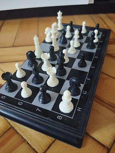 idman sort: Portativ şahmat dəsti - Qatlanan, maqnitli şahmat taxtası: qara-boz — 5