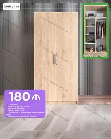 İki qapılı paltar dolabı - Ölçü: 47 sm (dərinlik) x 200 sm