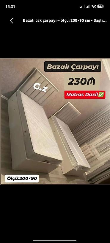 Yeni, Təknəfərlik çarpayı, Bazalı, Matras ilə, Siyirməsiz