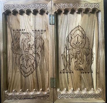 Нарды: Нарды ШАХМАТЫ на заказ ручной работы из дерева, украшенные резьбой — 17