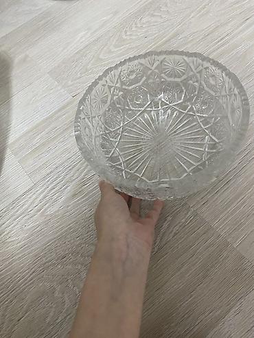 meyvə səbəti xonça: Kəsimli şüşə meyvə qabı - Material: qalın, şəffaf şüşə (klassik — 1