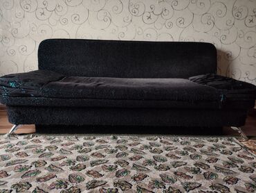 черный кожанный диван: Раскладной диван, Б/у