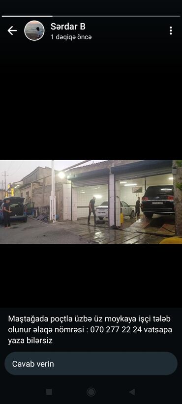 dizayn vakansiya: Salam Sabunçu rayonu Maştağa kəndində moykaya işçilər tələb olnur mas