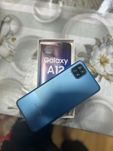 Samsung: Samsung Galaxy A12, 64 GB, rəng - Mavi, Zəmanət, Düyməli, Barmaq izi