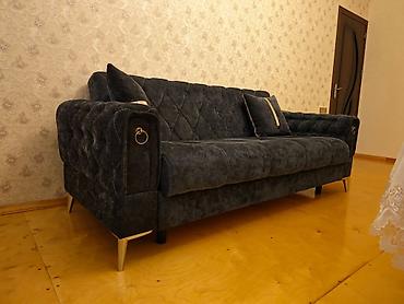 divan mini: Tünd boz rəngdə, qrafit tonlarında şık dizayna malik 3 nəfərlik divan — 4