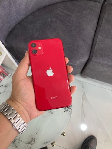 Apple iPhone: IPhone 11, 64 GB, Qırmızı, Zəmanət, Simsiz şarj, Face ID