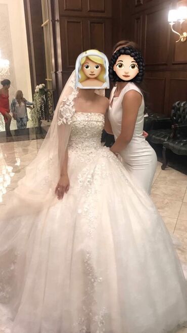 Свадебные платья: Свадебное платье, Со шлейфом, Фатин, Пышное, Жемчуг, Б/у — 3