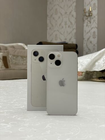 kamera mini: IPhone 13 mini, Б/у, 128 ГБ, Белый, Зарядное устройство, Защитное стекло, Коробка, 89 %