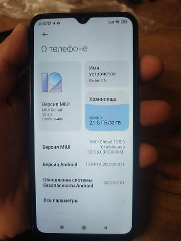 google p: Смартфон Xiaomi Redmi 9A, синий. Характеристики с экрана: - MIUI — 2