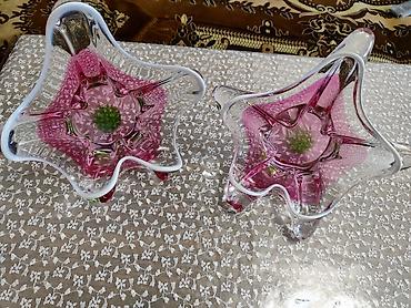konfet qabı: Şüşə dekor qablar – 2 ədəd dəst,cutu 40 azn. - Material: qalın — 1