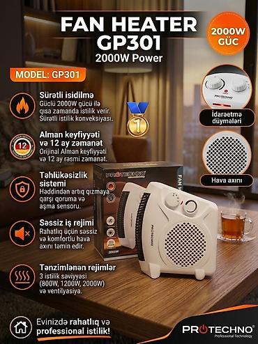 PROTECHNO Fan Heater GP301 – 2000W güc Xüsusiyyətlər: - Sürətli