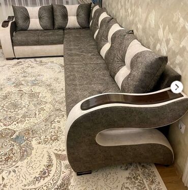 диван в гостинную: Угловой диван, цвет - Серый, Новый