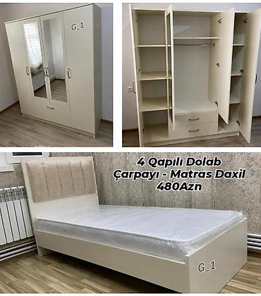 Yataq otağı mebel dəsti - 4 qapılı dolab: iki güzgülü orta qapı lalafo.az -da Yataq otağı mebel dəsti - 4 qapılı dolab: iki güzgülü orta qapı