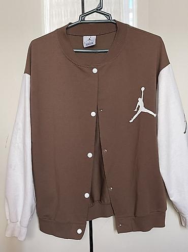bas: Jordan baseball üslubunda svitşot/jaket - Rəng: qəhvəyi gövdə, ağ qol — 1