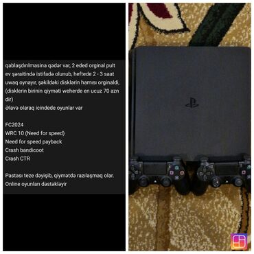 playstation 5 oyun diskleri: PlayStation 4 slim 500 gb satılır, ev şəraitində istifadə olunub