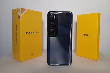 işlenmiş telefonların satışı: Poco M3 Pro 5G, 64 ГБ, цвет - Синий, Отпечаток пальца, С документами, Кнопочный