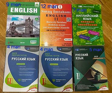 Ingilis ve rus dili kitabları. Qiymetler uzlerinde qeyd olunub
