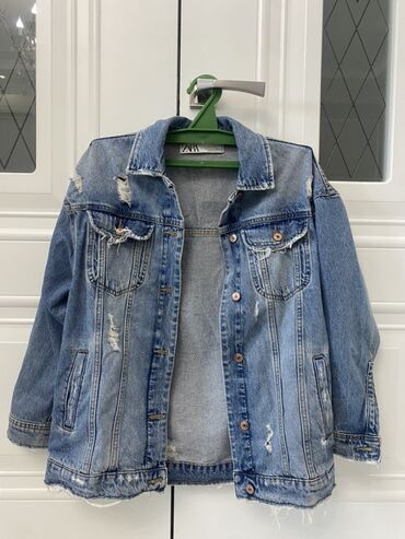 куртка кожный: Оригинал Зара джинсовая куртка Джинсовая куртка ZARA - Материал