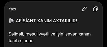 administrator işi axtarıram: Ofisiant tələb olunur — 1