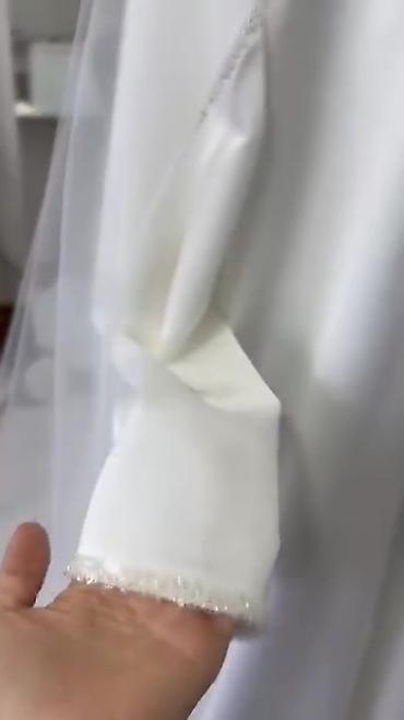 Свадебные платья: Белое свадебное платье-абайя с накидкой - Цвет: чистый белый - — 3