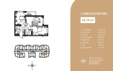 стол для растяжки спины: 2 комнаты, 66 м², Элитка, 15 этаж, ПСО (под самоотделку)