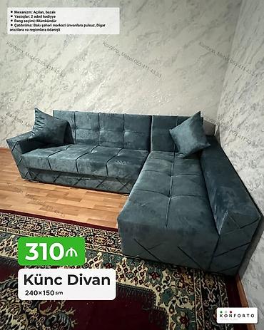 Divanlar: Künc divan – 240×150 sm - Mexanizm: açılan, bazalı (alt hissə — 1